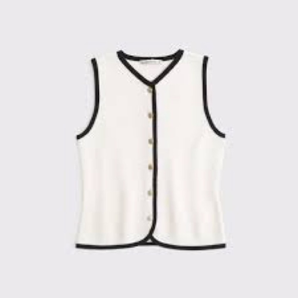 Abercrombie & Fitch White Button Down Shirt with Black Trim